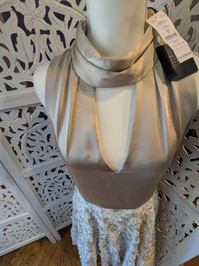 White House Black Market Beige Halter Dress NWT Sz 10