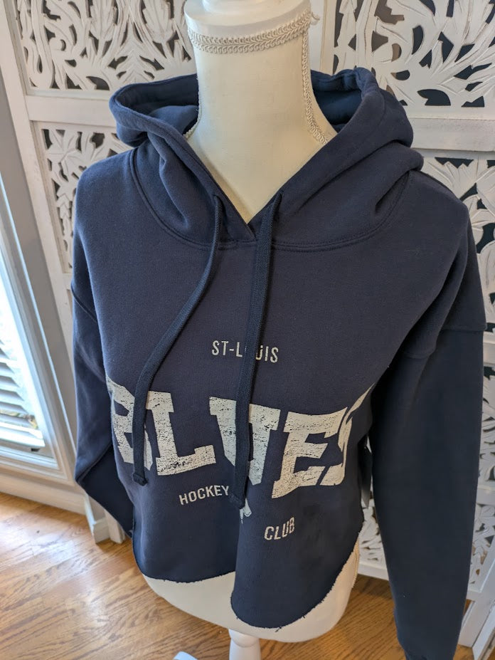 Navy Blue St. Louis Blues Crop Top Hoodie NWT Sz M