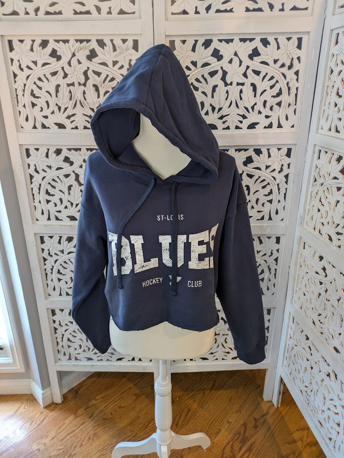 Navy Blue St. Louis Blues Crop Top Hoodie NWT Sz M