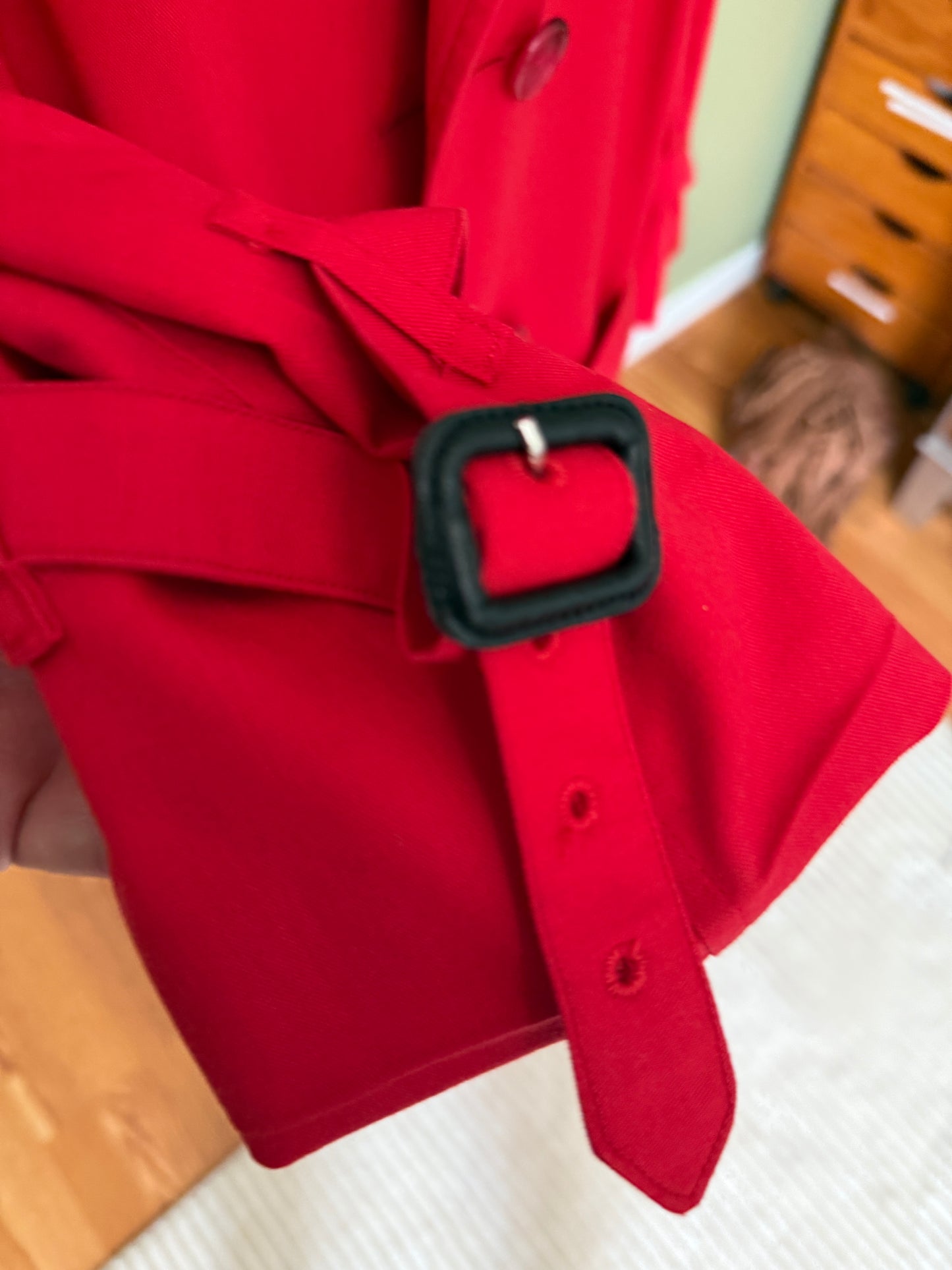 Burberry Vintage Red Trench Coat Sz 14 Extra Long
