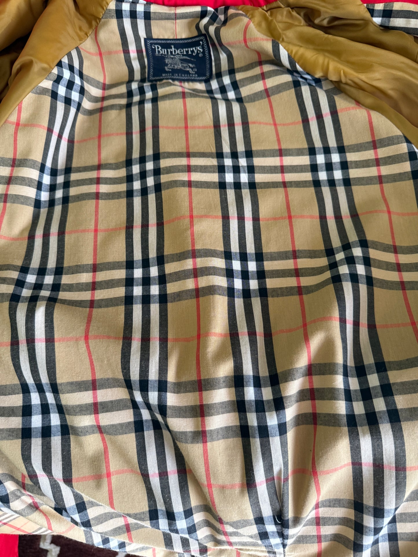 Burberry Vintage Red Trench Coat Sz 14 Extra Long
