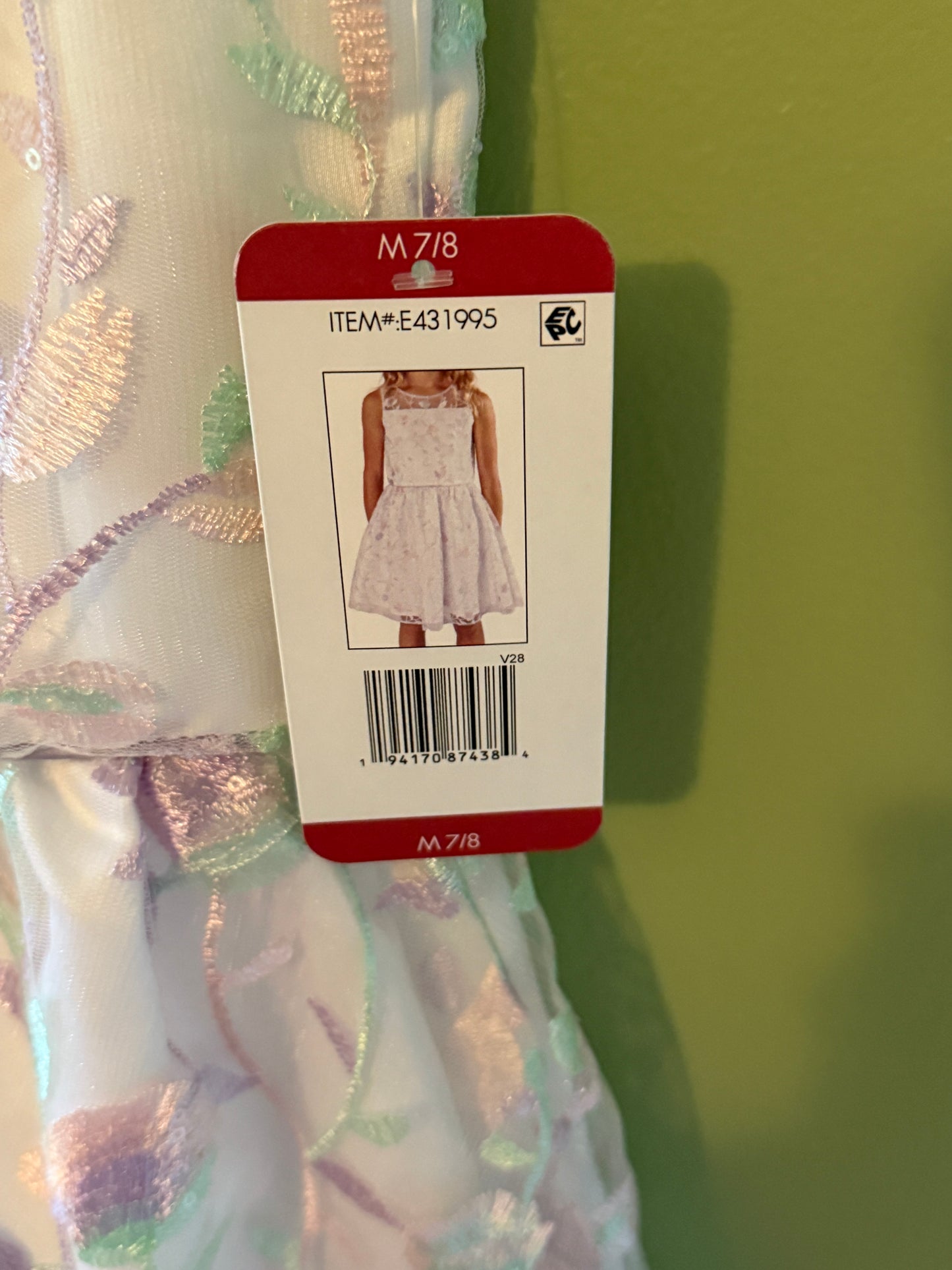 Rare Editions Girl's White Pink and Purple Sleeveless Scoop Neck Dress - NWT
