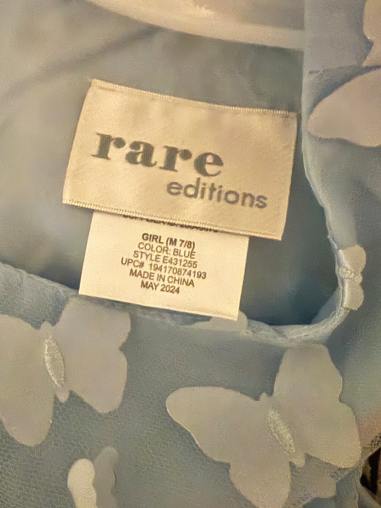 Rare Editions Girl's Blue White and Cream Embellished Fit and Flare Sundress - NWT