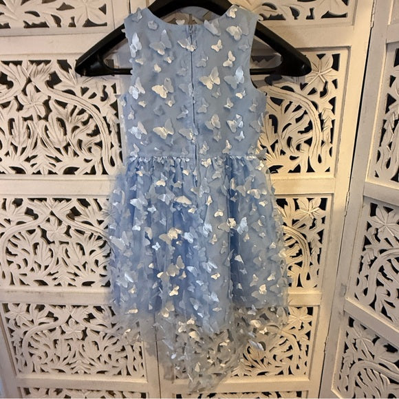 Rare Editions Girl's Blue White and Cream Embellished Fit and Flare Sundress - NWT