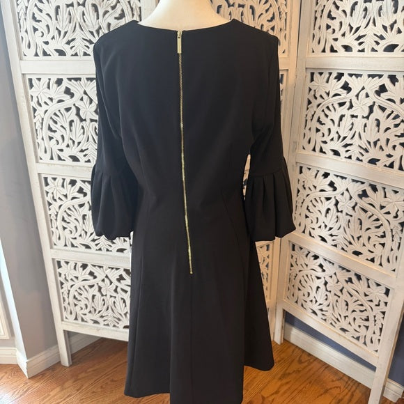Calvin Klein Black Dress with Gold Zipper NWT Sz 12