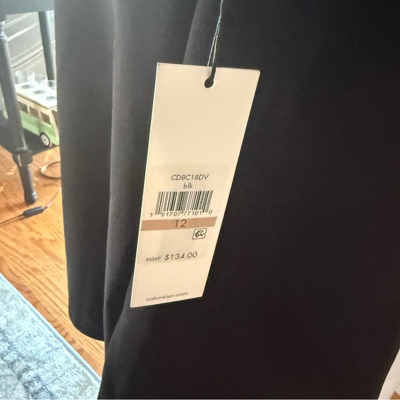 Calvin Klein Black Dress with Gold Zipper NWT Sz 12