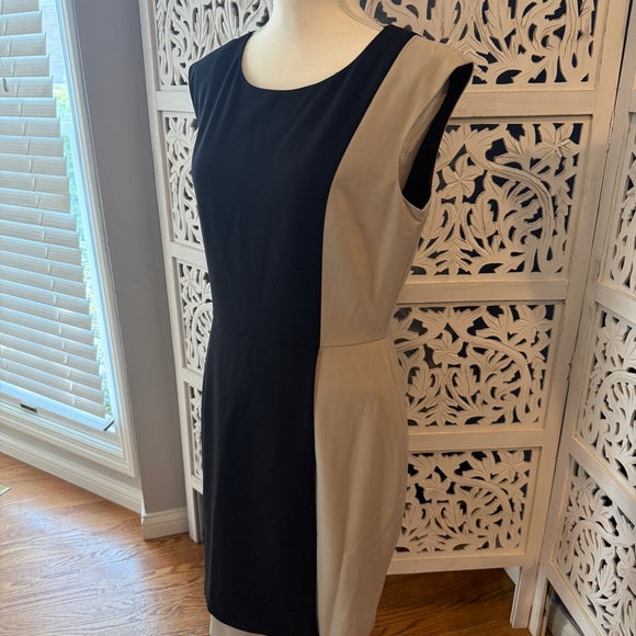 Calvin Klein Black and Tan Midi Dress NWT Sz 10