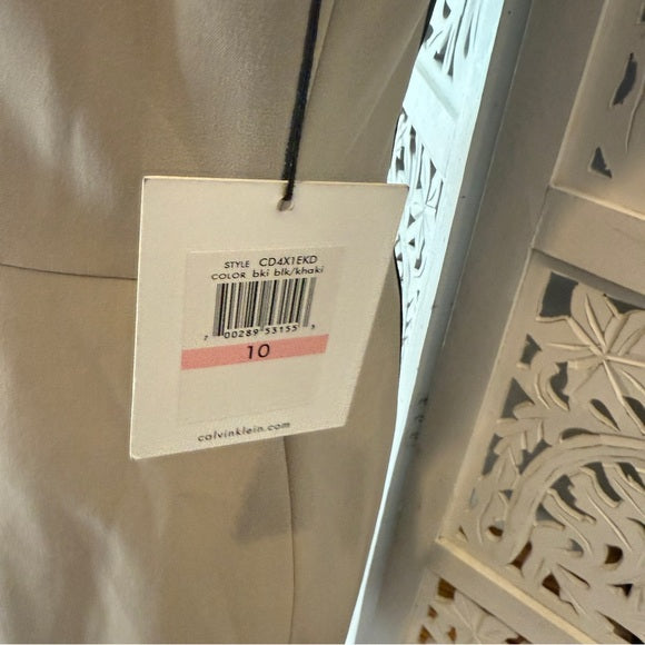 Calvin Klein Black and Tan Midi Dress NWT Sz 10