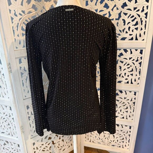 Michael Kors Black Studded Long Sleeve Top Sz M