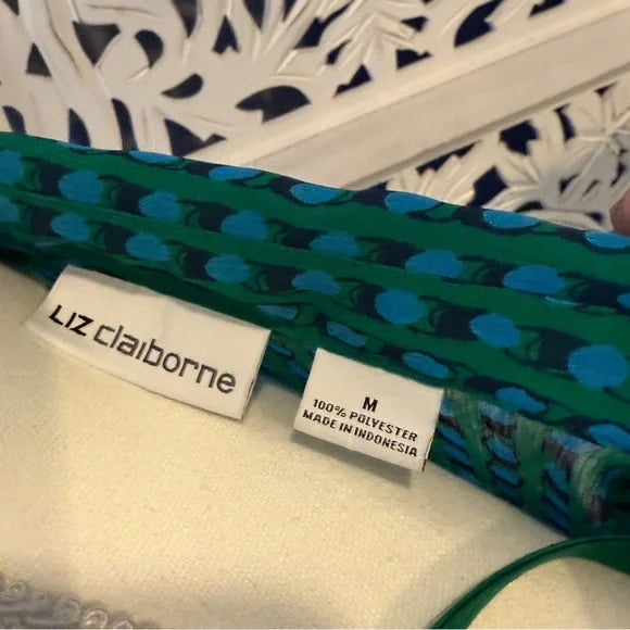 Liz Claiborne Green Buttoned Long Sleeve Blouse Sz M