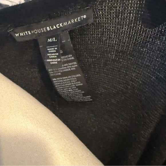 White House Black Market Black and Gray Sweater Sz M/L