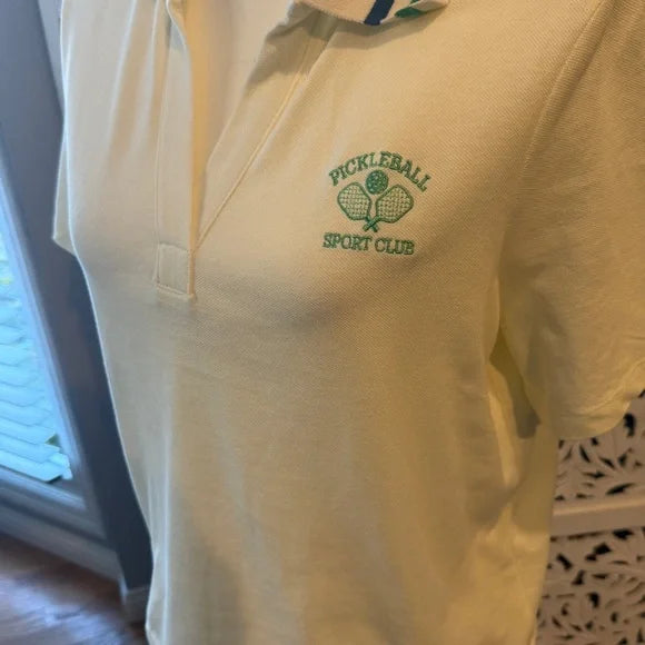 White Pickleball Sport Club Women's Polo Shirt NWT