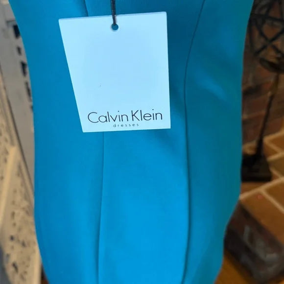 Calvin Klein Teal Chain-Detail Midi Dress NWT Sz 6