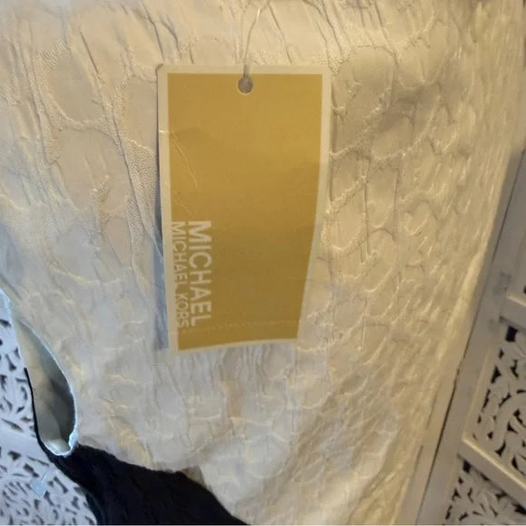 Michael Kors White and Black Textured Dress NWT Sz 8