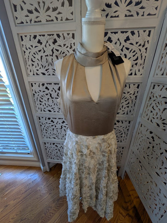 White House Black Market Beige Halter Dress NWT Sz 10