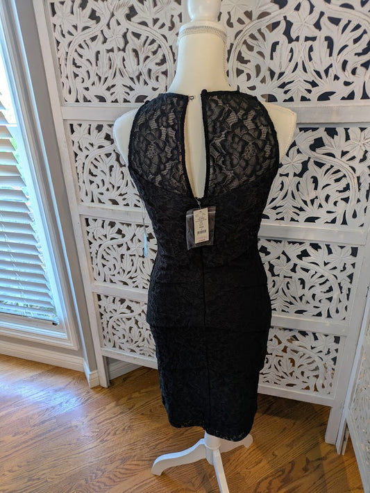 White House Black Market Cut in Lace Elegant Black Lace Dress NWT Sz 6