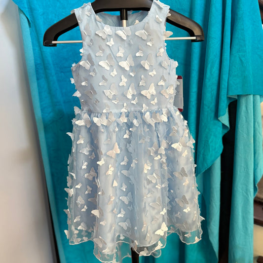 Rare Editions Girl's  Blue White and Cream Embellished Fit and Flare Sundress - NWT