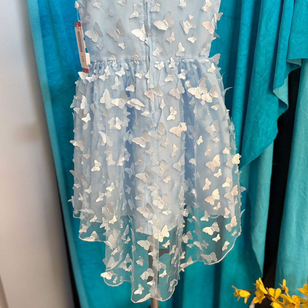 Rare Editions Girl's  Blue White and Cream Embellished Fit and Flare Sundress - NWT