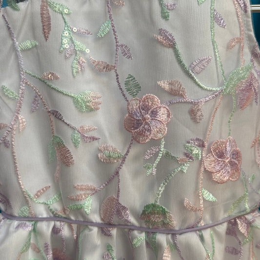 Rare Editions Girl's White Pink and Purple Sleeveless Scoop Neck Dress - NWT