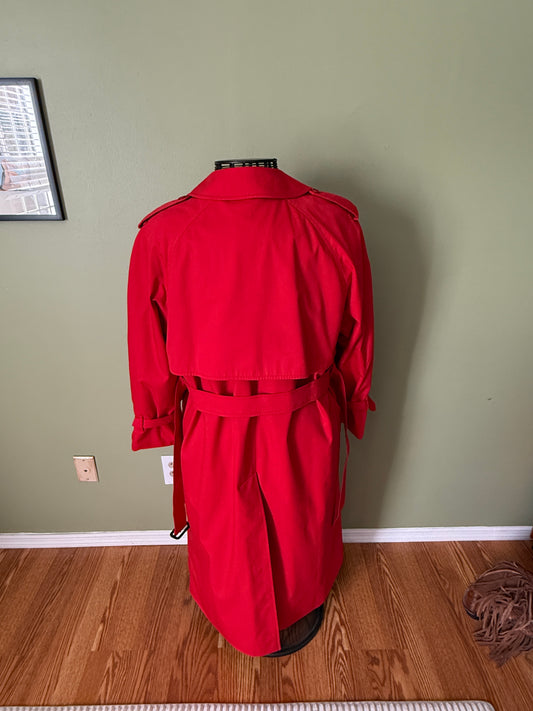 Burberry Vintage Red Trench Coat Sz 14 Extra Long