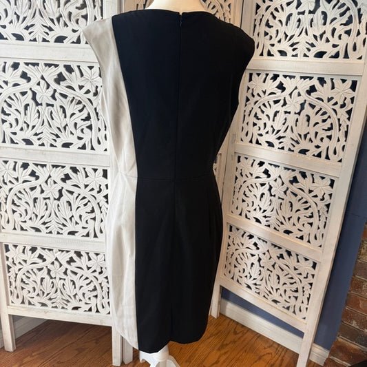 Calvin Klein Black and Tan Midi Dress NWT Sz 10