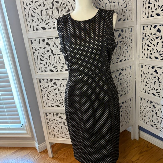 Calvin Klein Black and Gold Midi Dress NWT Sz 12