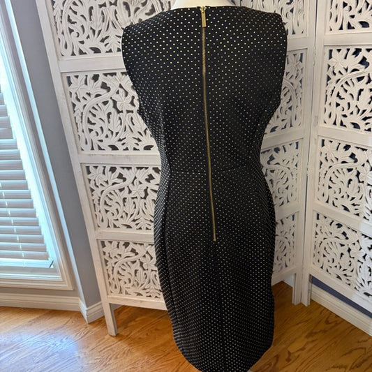 Calvin Klein Black and Gold Midi Dress NWT Sz 12