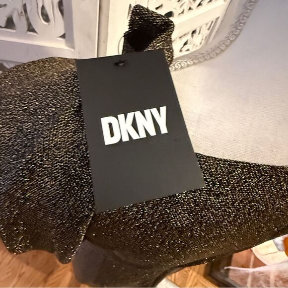 NWT DKNY Shimmering Gold Long Sleeve Dress Sz 14