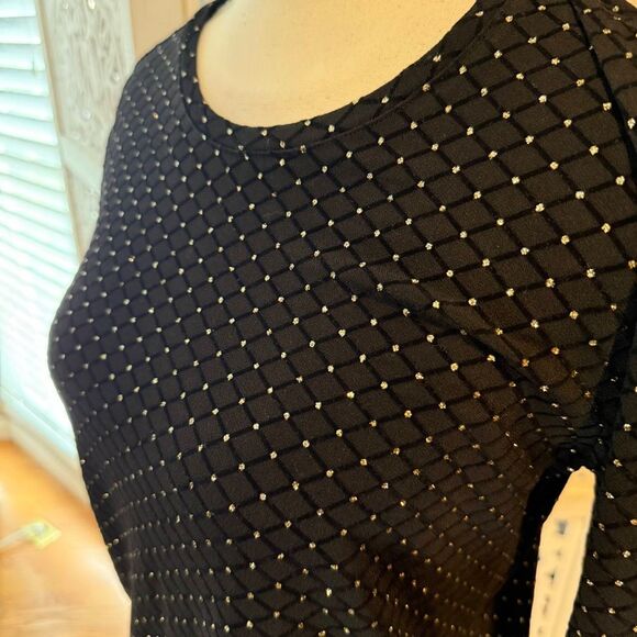 Michael Kors Black Studded Long Sleeve Top Sz M