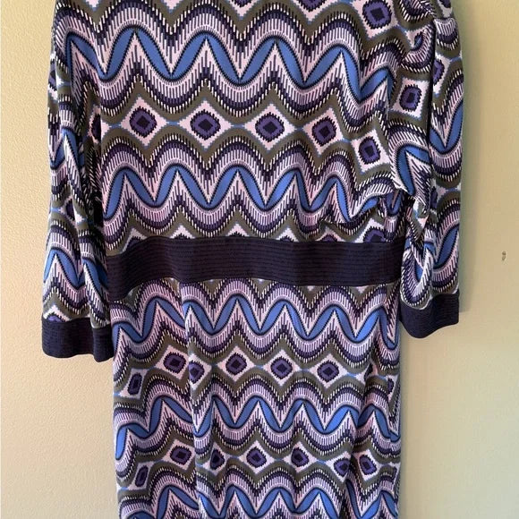 Tory Burch Purple and Blue Sheath Dress with Dolman Sleeves XL