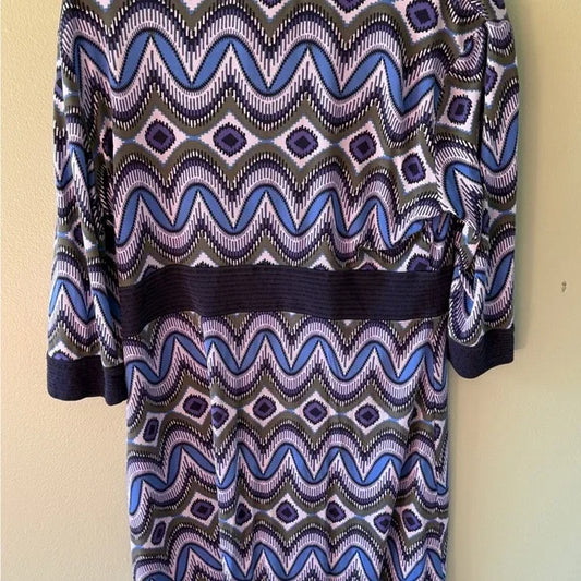 Tory Burch Purple and Blue Sheath Dress with Dolman Sleeves XL