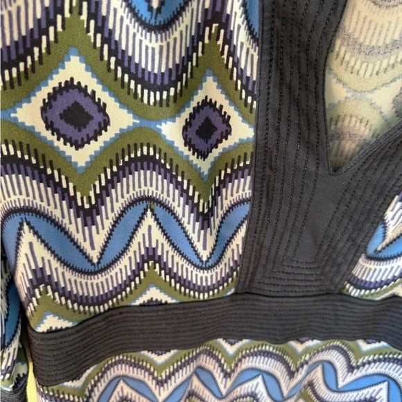 Tory Burch Purple and Blue Sheath Dress with Dolman Sleeves XL