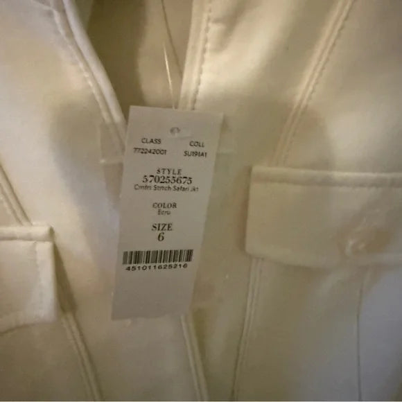 White House Black Market Comfort Stretch Safari Women's Jacket - NWT Sz 6