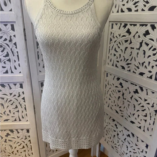 White House Black Market Elegant White Knit Dress NWT Sz M