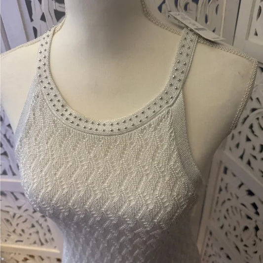 White House Black Market Elegant White Knit Dress NWT Sz M