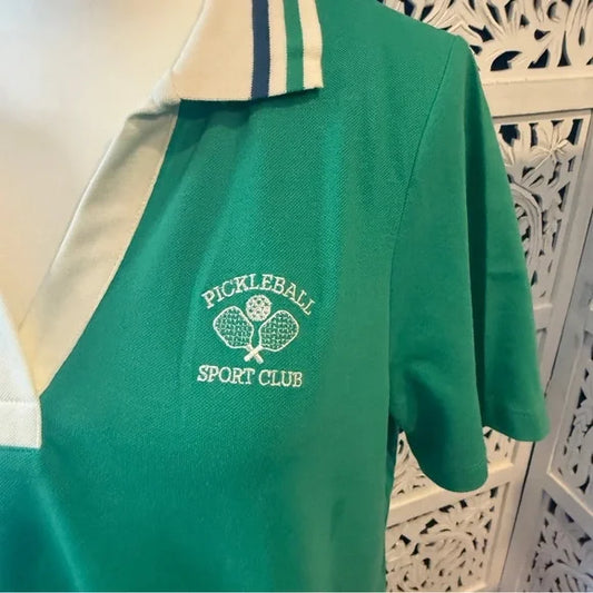 Green Pickleball Sport Club Women's Polo Shirt NWT