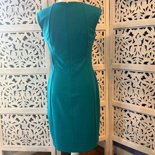 Calvin Klein Teal Chain-Detail Midi Dress NWT Sz 6