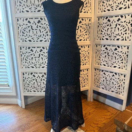Enfocus Studio Navy Lace Maxi Dress Sz 6