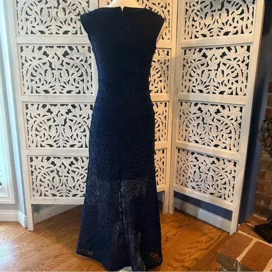 Enfocus Studio Navy Lace Maxi Dress Sz 6